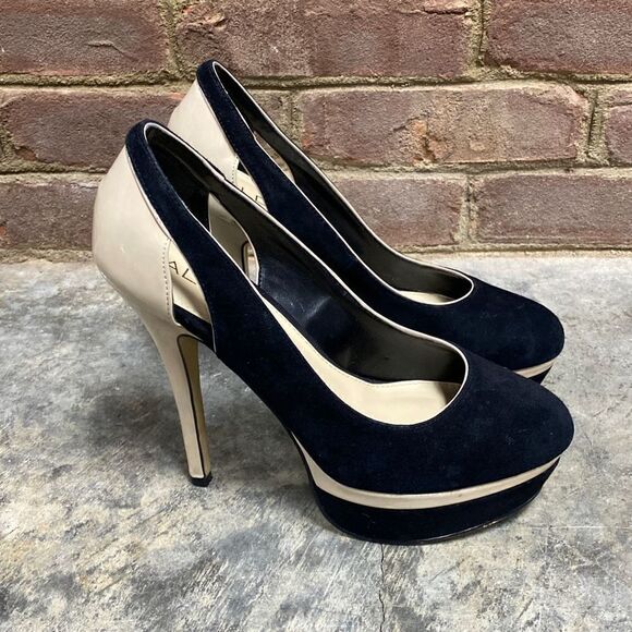 Aldo Nude & Black Suede Platform Stiletto Heel Size 8.5 - Picture 2 of 11
